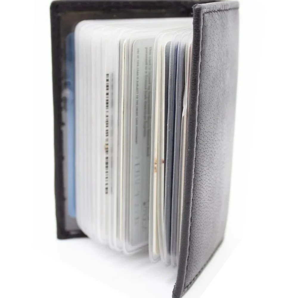 Men Pure Slim Genuine Leather Credit Card Holder, Black